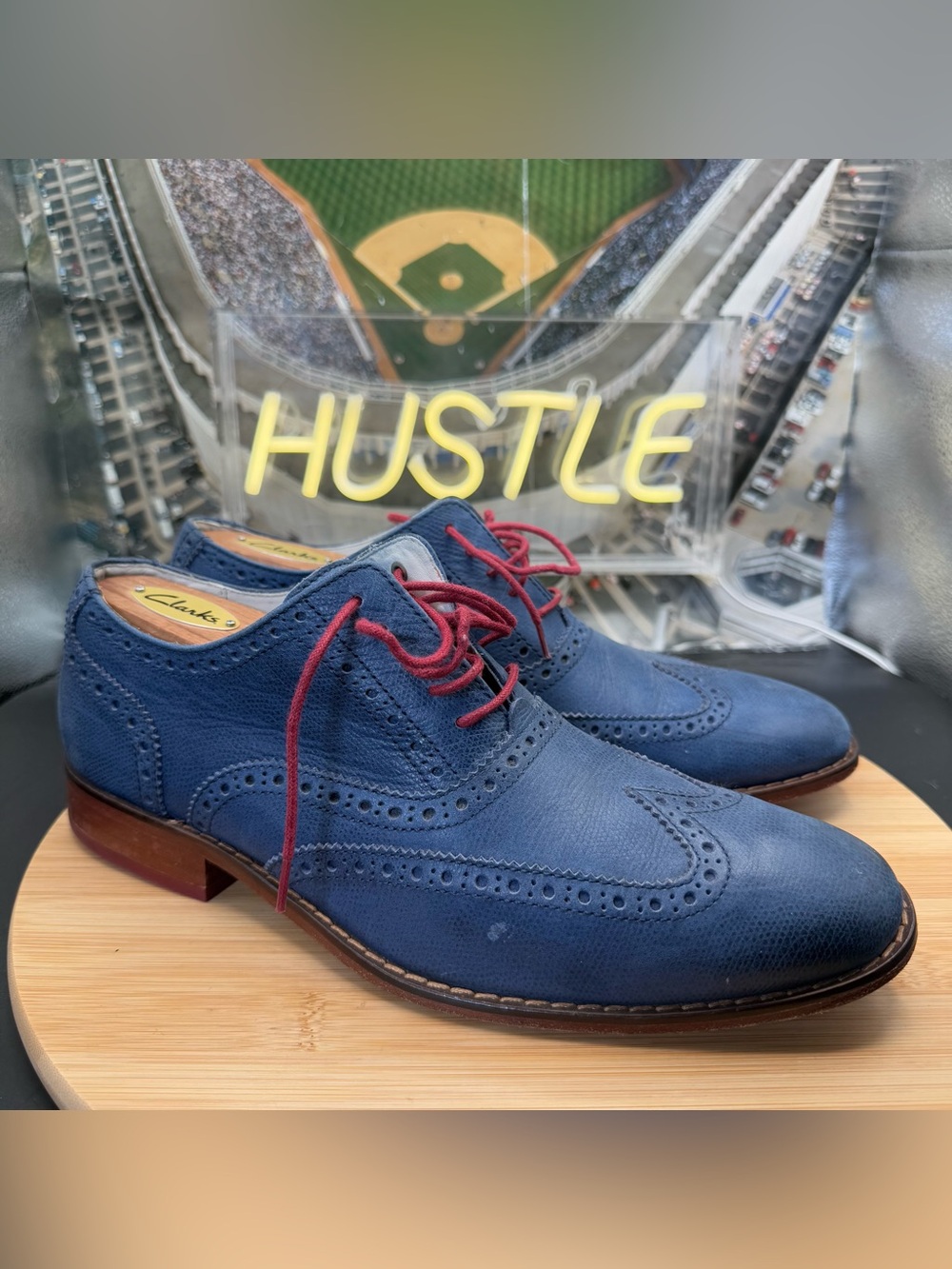 Cole Haan Blue Leather Wingtip Oxfords Men's 8M #C10558